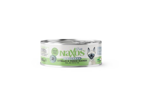 NAXOS CAT STERILIZED - cielęcina i biała ryba - puszka dla kotów sterylizowanych 85g